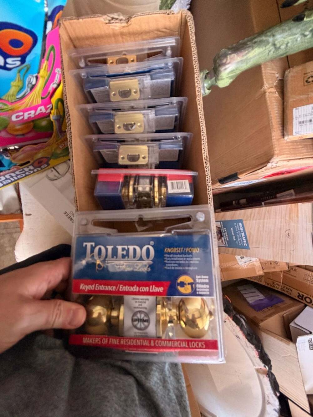 Toledo Keyed Entrance Door Knobset Brass